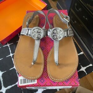 Tory Burch Cassia Pewter Sandals
